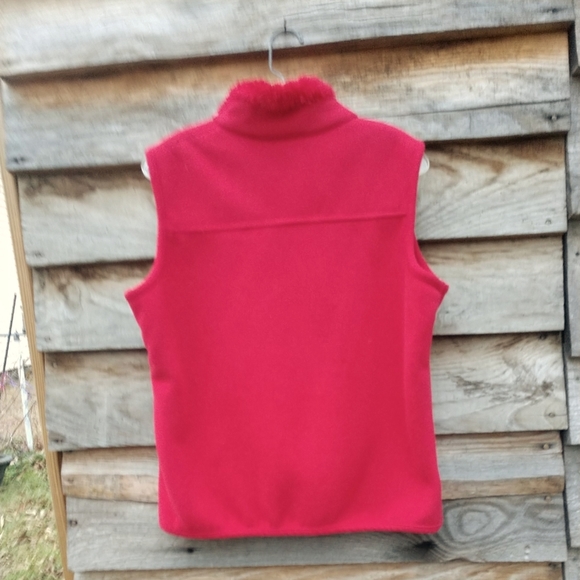 Women's Vest Jane Ashley Casual Sherpa Fleece Zip Up Vest Red Size Large - Picture 4 of 10